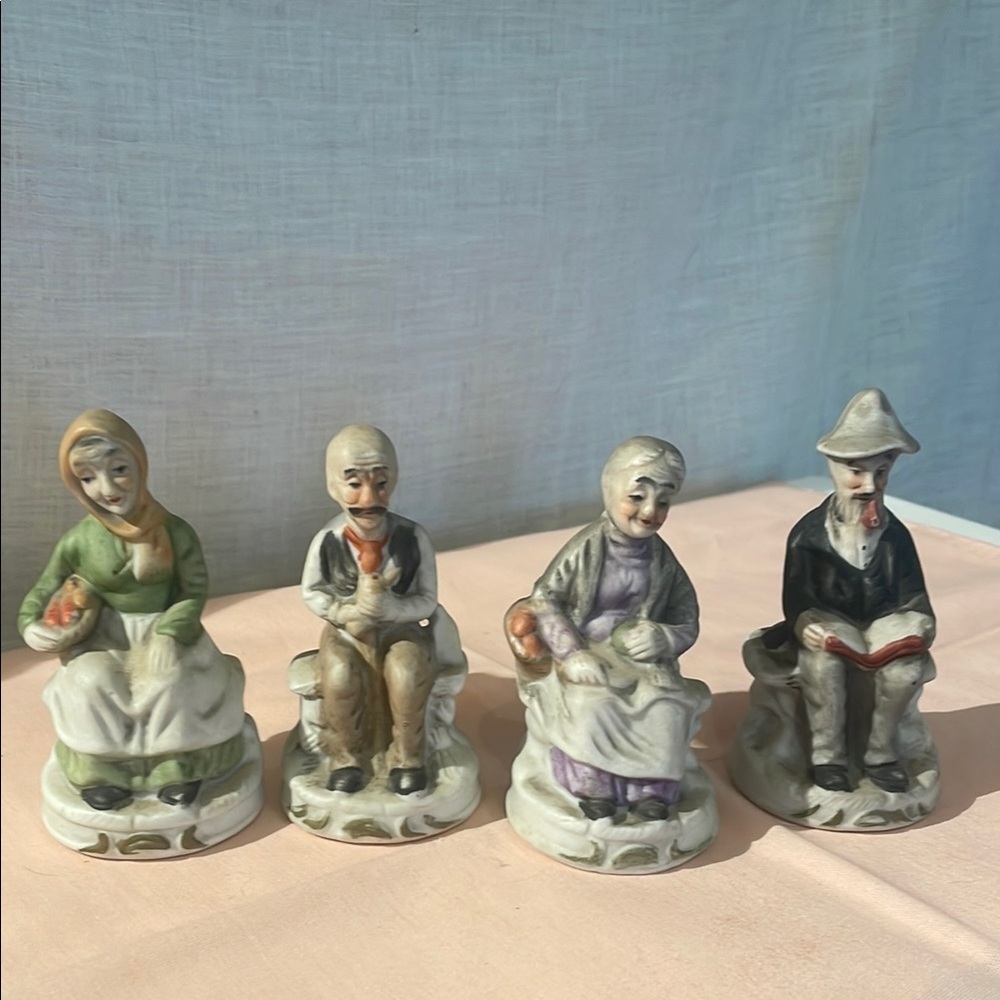 Charming Vintage Figurine senior couple enjoying life
